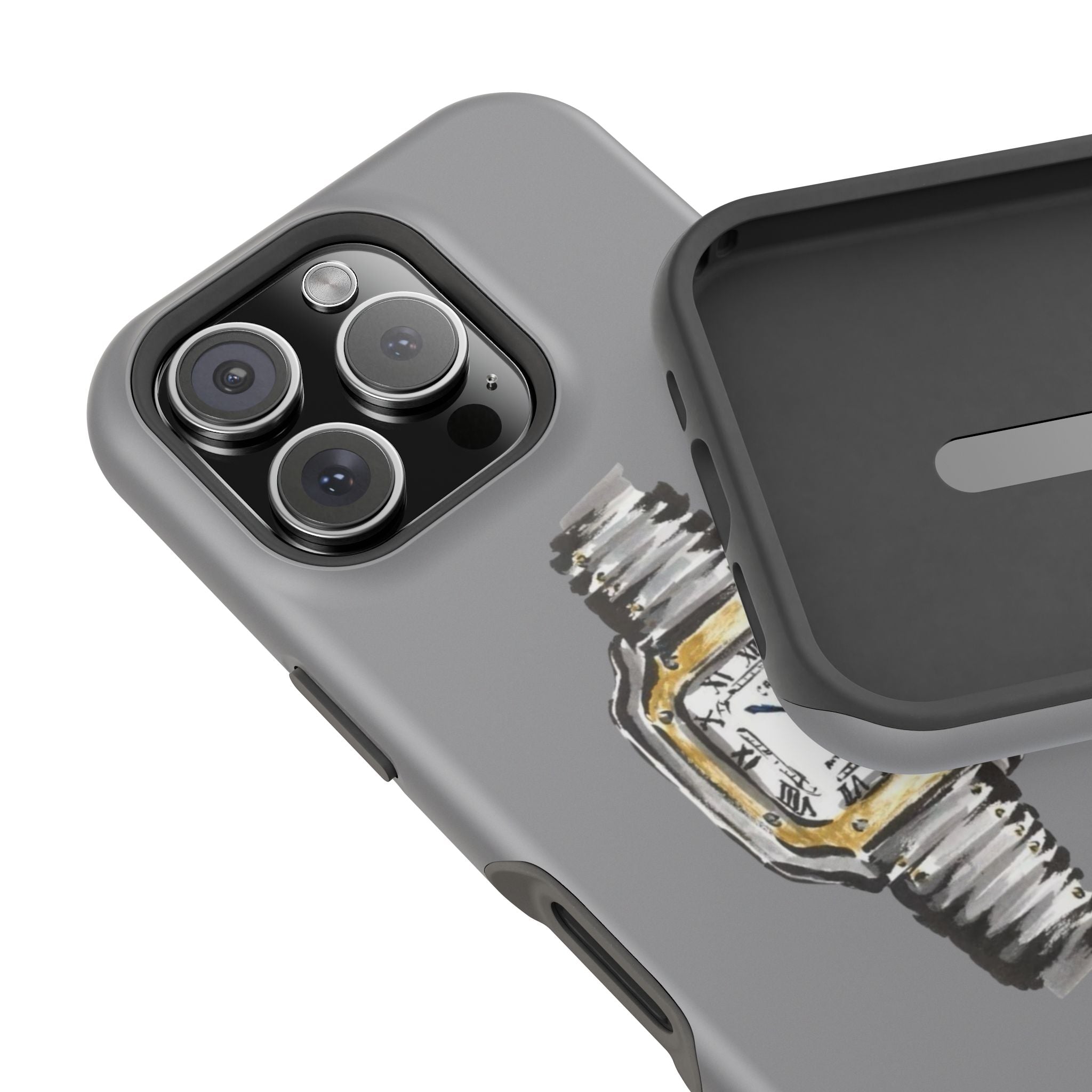 Magnetic Impact-Resistant Phone Case — Vintage Watch Illustration