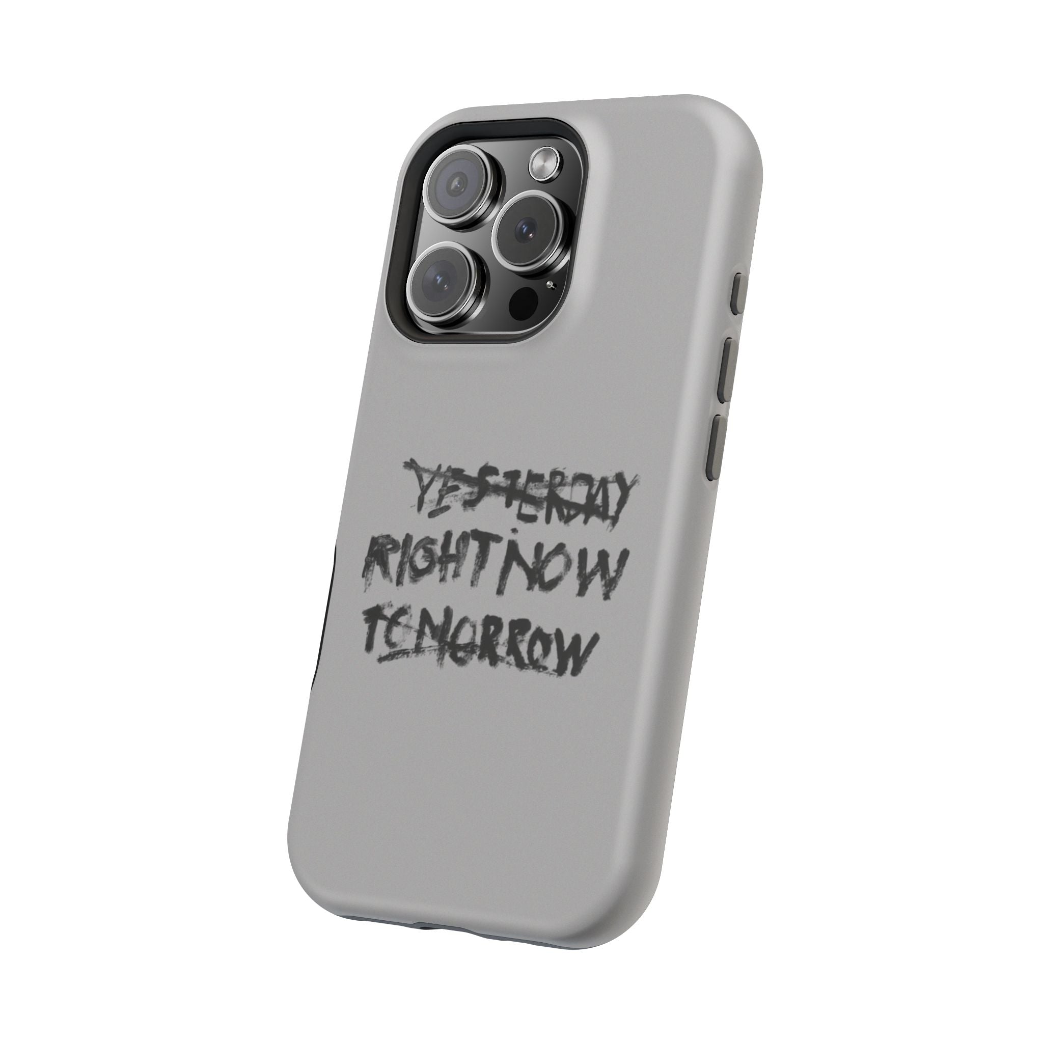 Magnetic Impact-Resistant Phone Case — “Yesterday Right Now Tomorrow” Graffiti Design