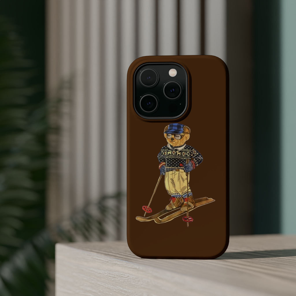 Skiing Bear Phone Case - Impact-Resistant Magnetic Design