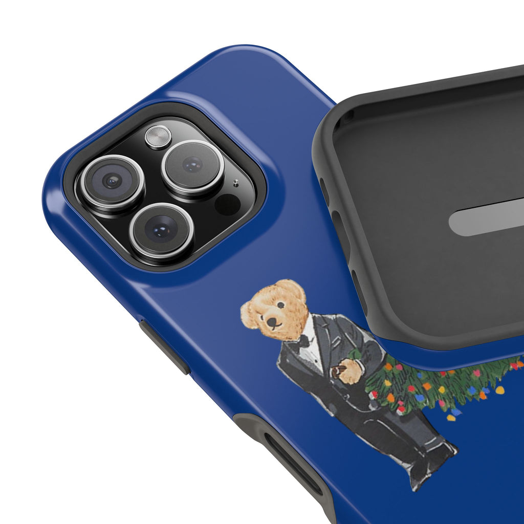 Christmas Bear Phone Case — Magnetic Impact-Resistant Case with Holiday Tree Trail