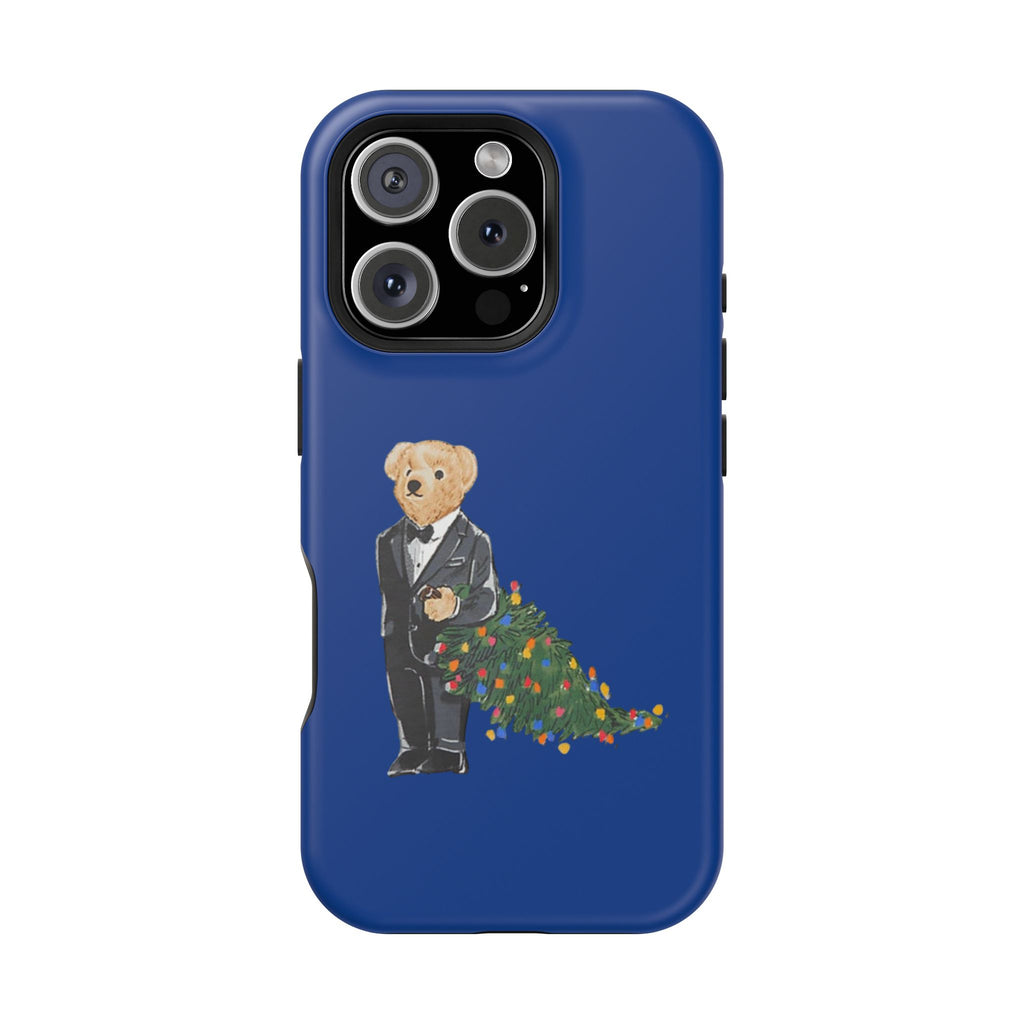 Christmas Bear Phone Case — Magnetic Impact-Resistant Case with Holiday Tree Trail