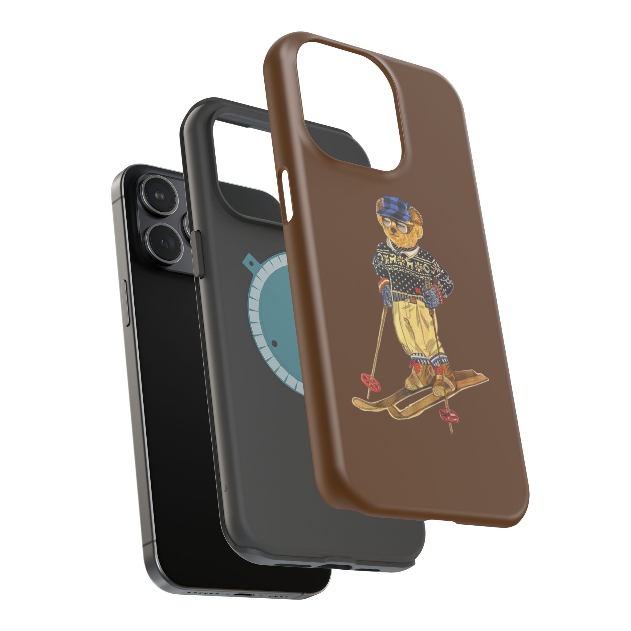 Skiing Bear Phone Case - Impact-Resistant Magnetic Design